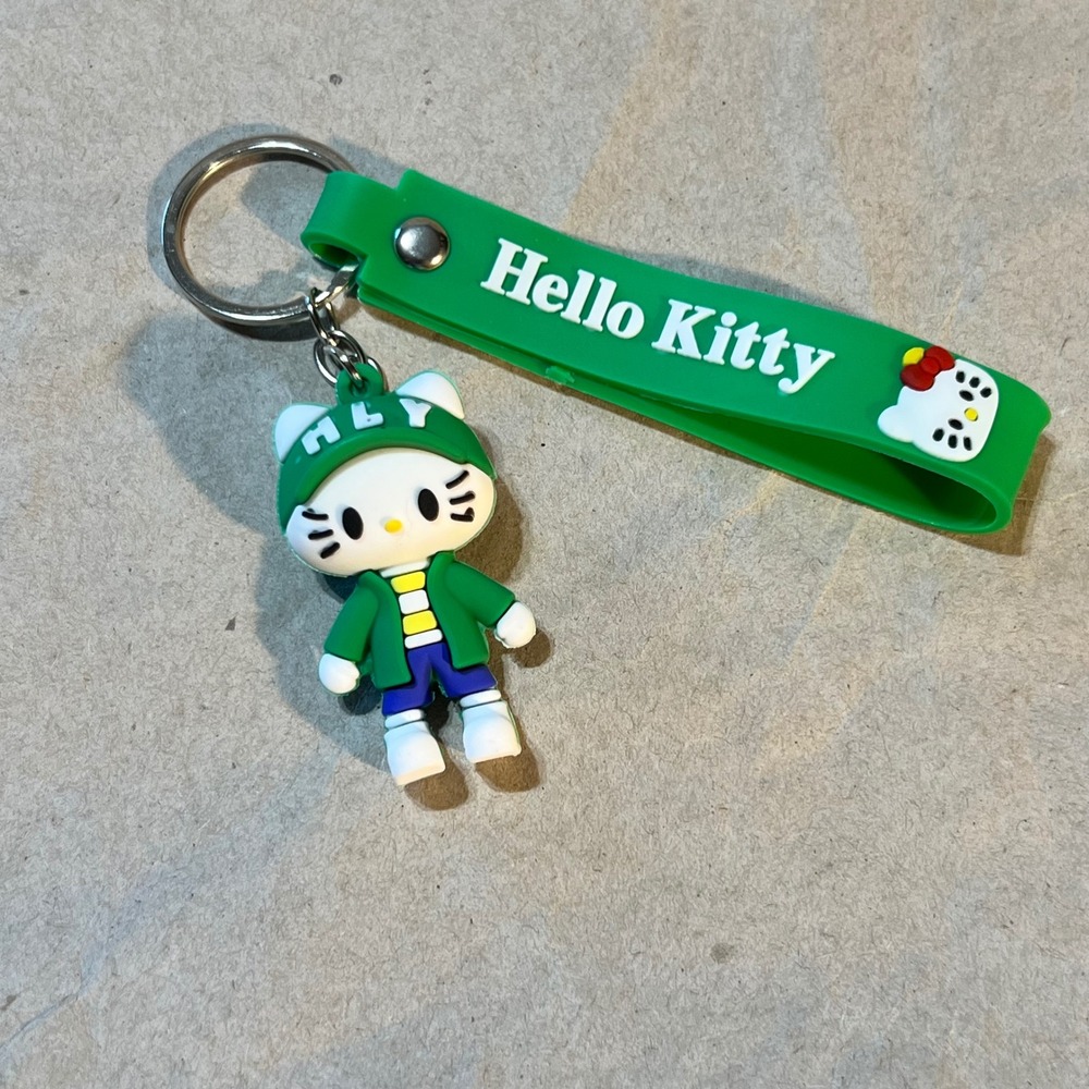 Sanrio Hello Kitty Keychain Green Sporty‎ Figurine Wrist Strap Charm